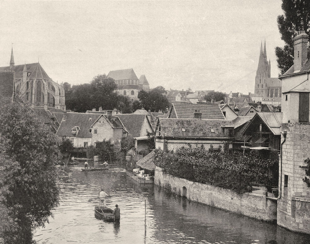 EURE-ET-LOIR. Chartres, vue prise du pont de la Courtille 1903 old print